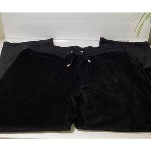 White Lily Velvet Pants Size L Black Elastic Wa